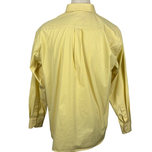 Bugatchi Yellow & Thin Blue Striped Long Sleeve Button Down Dress Shirt XXL - Picture 9 of 11